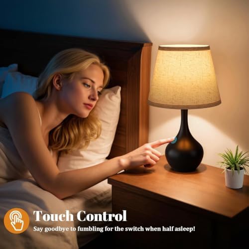 16.1" Touch Table Lamp for Nightstand, 3 Way Dimmable Small Bedroom Lamp - Image 2