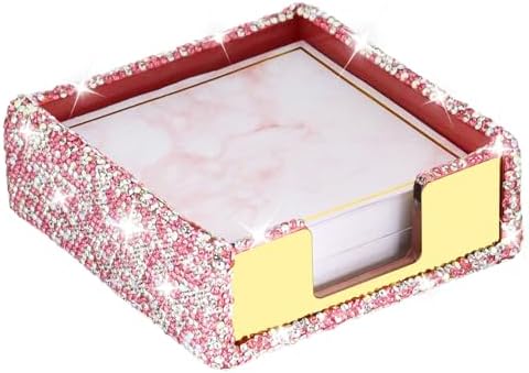 Buqoo Pink Crystal Rhinestone Sticky Note Holder by Buqoo