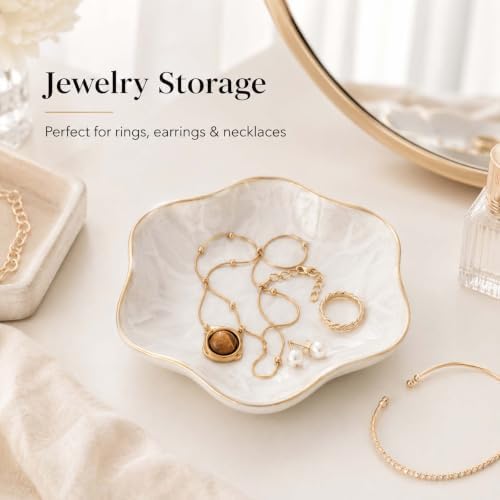 Lotus Leaf Jewelry Dish Tray, Trinket Tray for Earrings, Rings(White) - Image 3