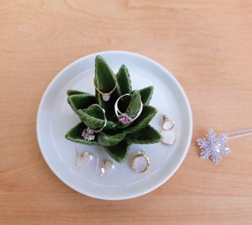 PUDDING CABIN Aloe Ring Holder,Cactus Ring Dish,Jewelry Holder Trinket Tray for Rings Earrings Necklace Organizer,Bridesmaid Christmas Birthday Gift for Women Girls - Image 3