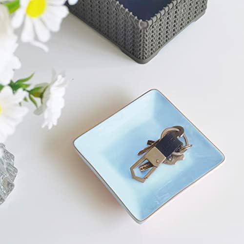 HANKOR Ceramic Jewelry Dish Tray, Decorative Trinket Tray Holder for Ring Earring Key, Gift for Women Girls, 4.7inch (Light Blue) - Image 2