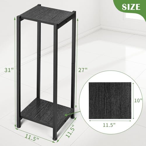 Dipion 31 Inch Tall Plant Stand Indoor,2 Tier Pedestal Stand Table,Black - Image 5