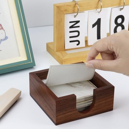 MultiBey Walnut Wood Sticky Notes Memo Pad Holder Dispenser for Desk - Image 3