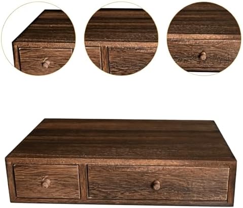 Sturdy Wood Multiple Compartment Storage Tray for Tidying Workspaces Wood Desktop Planner - Image 4