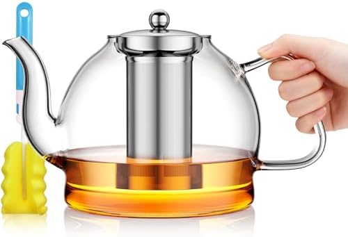 1800ml Glass Teapot with Infuser, Stovetop Safe Large Tea Pot by MINOANT