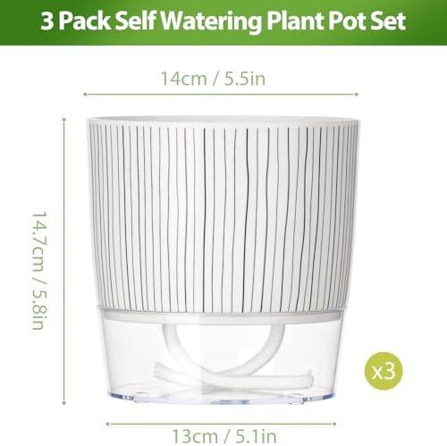 3 Pack Self Watering Pots for Indoor Plants, 5.5 Inch Plant Pots - Image 2