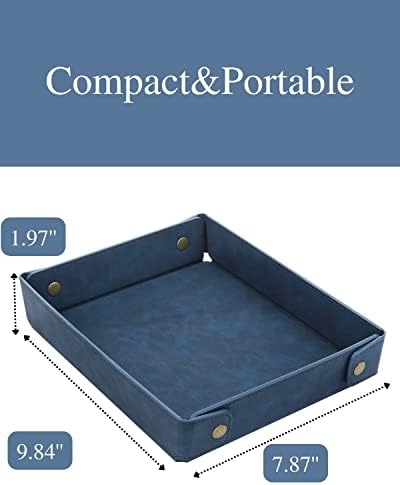 CASIRENA Faux Leather Valet Tray Organizer for Men - Catch-All Tray for Entryway Table Key, Wallet, Watch, Coin Change, Phone, Dresser EDC Dump Jewelry, Bedside Nightstand Desk-top - Image 4