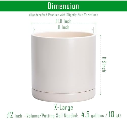 D'vine Dev 12 Inch Ceramic Planter Pot, Oatmeal, 94-O-F-8 - Image 2