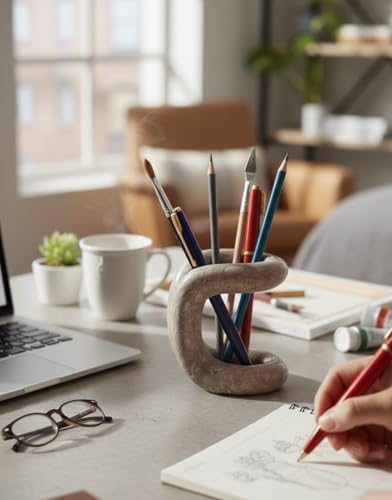 Marble Pen Holder for Desk, 4 Inch Stone Pencil Holder - Image 4