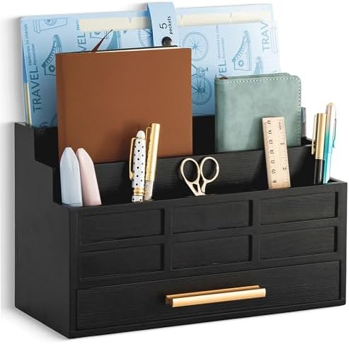 Desk Organizer with Drawer, Countertop Bill Mail Organizer and File Storage by dreampossible