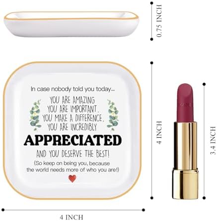 PUDDING CABIN Thank You Gifts for Women, Ceramic Jewelry Dish Tray, Birthday Christmas Appreciated Gifts for Coworkers, Teachers, Nurses & Boss Lady, Boss Day Gifts for Women - Image 3