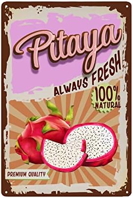 Vintage Pitaya Tin Sign - Fruit Metal sign - Retro Decorative Sign Wall Decor Home Decor by TREEPERI