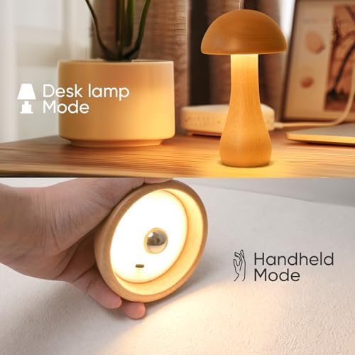 Mushroom Lamp Set of 2, Portable Touch Switch Cordless Bedroom Lamps Set of 2, Rechargeable Battery Operated Night Light, Stepless Dimming, 360 Degree Rotation Table Lamps for Ideal Gifts - Image 4