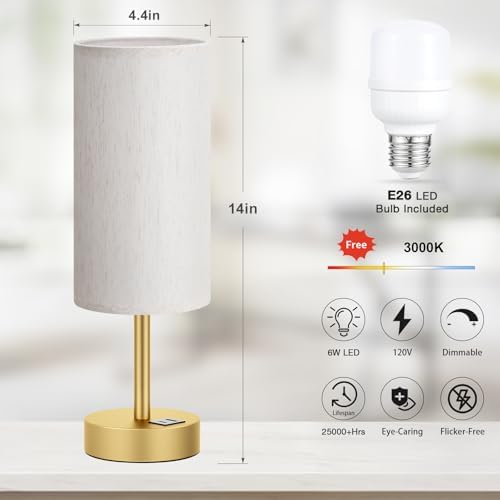 Dicoool Bedside Table Lamp for Bedroom - 3-Way Dimmable Touch Lamp, USB A+C - Image 5