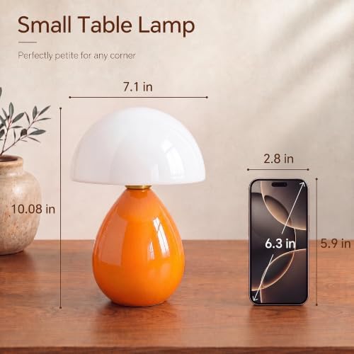 Dawnwake Mushroom Lamp Table Lamp for Bedroom-Small Desk Table Lamps,Orange - Image 6