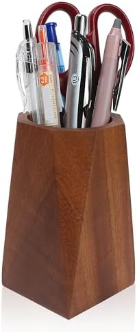 Marsrut Walnut Pencil Holder, Wooden Pen Holder Cup for Desk, Natural Wood Pen Stand for Home, Office, Bookshelf, Desktop, Makeup Brush Accessories - Cute Box/Container/Organizer (Octagonal) by Marsrut