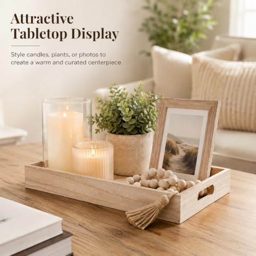 Wooden Decor Tray with Handles for Crafting, Serving, and Display - Image 2