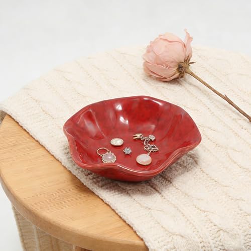 Ceramic Trinket Dish, Jewelry Dish Tray, 4 Inch Red - Image 4