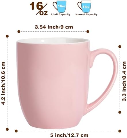 Urbanstrive 16 oz Large Coffee Mug with Handle Tea Cup Novelty Coffee Cup Idea Gift for Men Women Office Work (Pink) - Image 2
