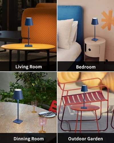 KDG 2 Pack Cordless Blue Table Lamps, Rechargeable Portable LED Desk Lamps - Image 6