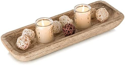 Romadedi Paulownia Wood Dough Bowl for Decor, Candle Tray 16 in Long by ROMADEDI
