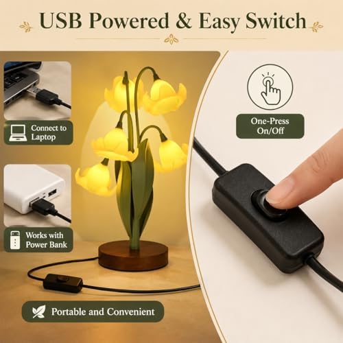 Flower Table Lamp for Bedroom, LED Cute Reading Light - Image 3