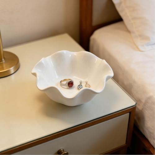 Flower Ring Dish Jewelry Tray, Cute Ceramic Jewelry Dish Tray, Room Decor Small Trinket Dish, Nightstand Ring Holder Dish, Bathroom Jewlery Plate Bowl for Earrings, Birthday Gifts for Women - Image 5