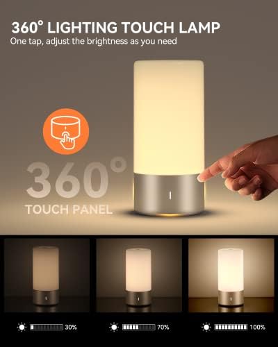 ROOTRO Table Lamp, [Advanced] Bedside Touch Control Lamp for Bedroom 3 Level Dimmable Warm White Lights with 256 RGB Color Mode Modern Deisgn Smart Nightstand Desktop LED Lamps Portable for Read - Image 2