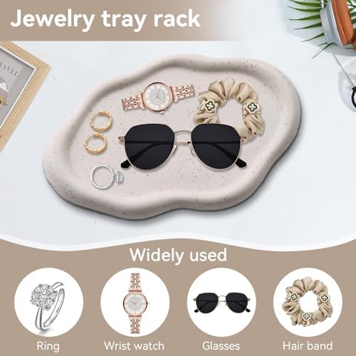 Jewelry Tray Holder, Cloud Trinket Dish Chubby Ceramic Jewelry Tray Cloud Cute Shape Trinket Dish Ring Holder Organizer Room Decor Aesthetic, White, Medium - Image 4
