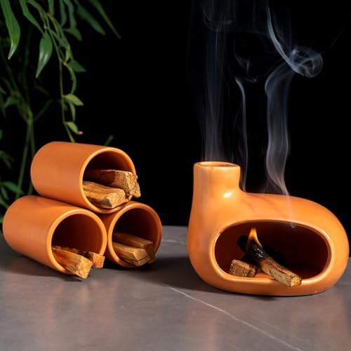 Palo Santo Holder Set with Chiminea Burner & 3 Storage Matchstick Holders by MOUGIGI