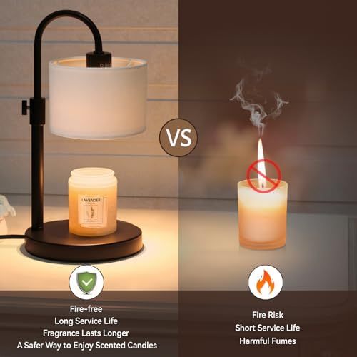 FINCMY Candle Warmer Lamp with Timer, Adjustable Height Candle Wax Warmer Candle Lamp Warmer for Jar Candles, Home Decor House Warming Gifts Compatible with Various Candles (White) - Image 5