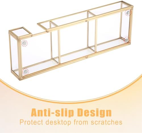 BTSKY Golden Glass 3 In 1 3x3 Inch Sticky Note Holder with Non-Slip Pads - Image 4