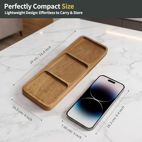 Small Wood Tray – Acacia Serving Platter Vanity Tray Mini Wooden Tray Decor - Image 2