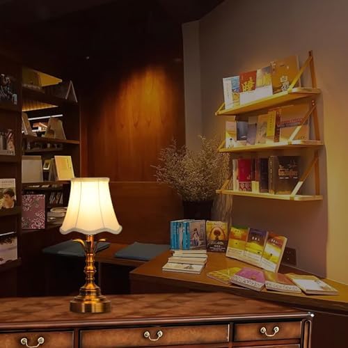 Small Spaces Bedroom Nightstand Dimmable Vintage Mini Table Lamps ，Entry Way Table Home Decor Tabletop LED Desk Light Set of 2- Whit Lampshade - Image 6