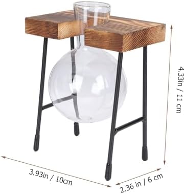 Hydroponic Flower Pot with Wooden Stand, Glass Vase for Desktop Flower Bouquets, Nordic Style Plant Propagation Container for Home and Office Décor, 1pcs Set - Image 2