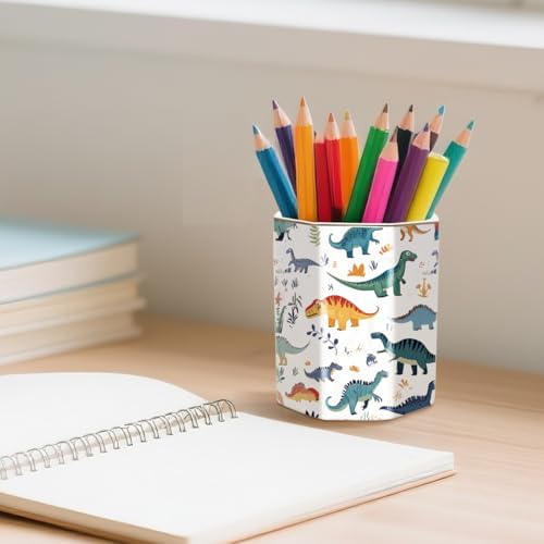 Cute Pen Holder, Pencil Cup for Desk, Desk Organizer, Durable Ceramic Decorative Makeup Brush Desktop Accessories, Stylish Stationery for Office, Home, Cute Dinosaur Pattern - Image 4