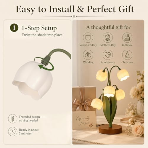 Flower Table Lamp for Bedroom, LED Cute Reading Light - Image 6