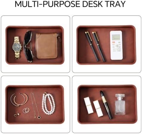 Valet Tray for Men, PU Leather Catchall Tray Nightstand Organizer - Image 5