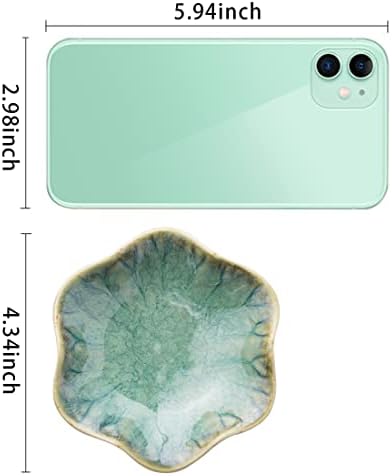 Mecaikru Ceramic Ring Dish, Flower Jewelry Tray with Kiln Glaze Finish - Image 5