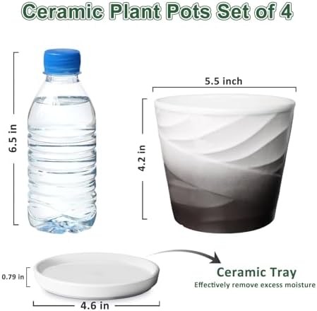 5 Inch Ceramic Plant Pots(5.5 in Diameter),Set of 4 - Image 2