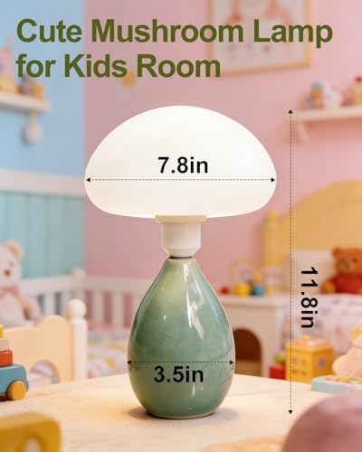 Lightdot Mushroom Table Lamp Mid Century Modern Lamp Green Ceramic Base - Image 4