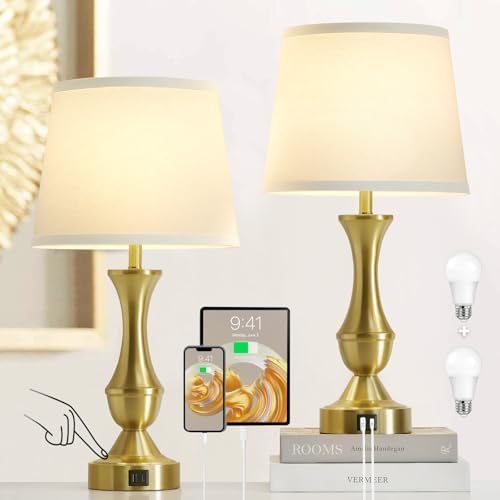 Luvkczc 22" Gold Table Lamps Set of 2 - Modern Luxury Bedside Lamps - Image 2
