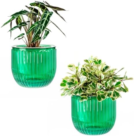 Melphoe Self Watering Pots for Indoor Plants Planter, 8.3 Inch 2 Pack Planters Self Watering Plant Pots for Flower, Houseplants, Succulent, African Violets and Cactus with Drainage by Melphoe