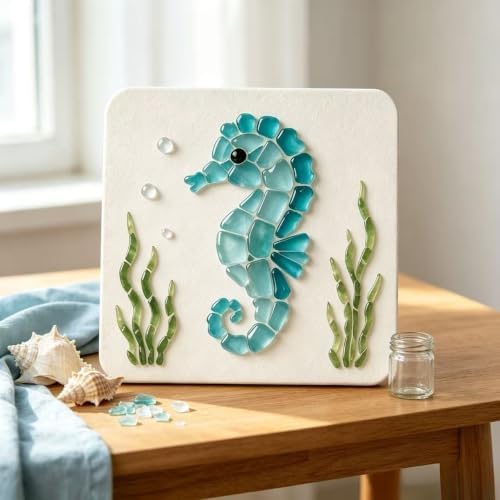 LWLQCZJ Sea Glass Art Kit - DIY Fun Craft Kit for Adults, Beginner Friendly (Seahorse) - Image 2
