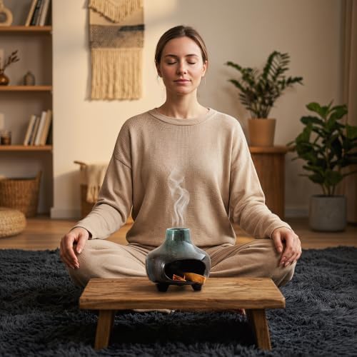 Blue Palo Santo Holder Burner Ceramic,Cone Incense Burner for Wood Sticks - Image 4