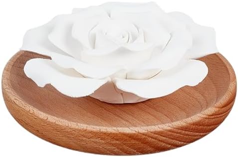 PH PandaHall Essential Oil Passive Flower Diffuser, White Flower Ceramic Essential Oil Small Diffuser Cordless Aromatherapy for Small Room Desk Bathroom Office Air Freshener, Rose by PHPandaHall