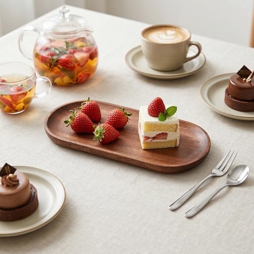 Small Serving Wooden Tray Salad Plates for Fruit Cookie Platter 3.9x9.1inch - Image 2