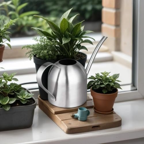 IMEEA Indoor Watering Can for House Plants 33oz/1L Brushed Stainless Steel Watering Can with Long Spout for Succulents, Bonsai - Image 5
