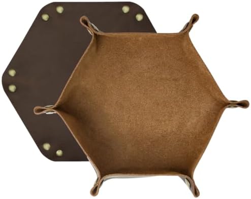 boshiho Valet Tray for Men, Leather Jewelry Catchall Key Phone Coin Box Change Caddy Bedside Storage Box (Chocolate) - Image 2