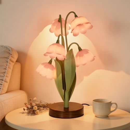 Flower Table Lamp for Bedroom, LED Cute Reading Light by NewAoNaSenLighting